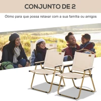 Outsunny Conjunto de 2 Cadeiras Dobráveis de Jardim com Apoios de Braços Cadeiras para Campismo e Praia em Tecido Oxford 54x59x78 cm Caqui(m-4)