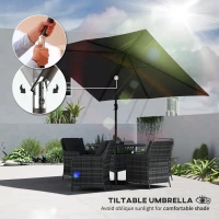 Outsunny Garden Parasol, Parasol Umbrella with Crank Handle, Tilt Function, Polyester Canopy, Black(m-4)
