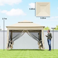 Outsunny 3 x 3(m) Pop Up Gazebo, Double-roof Garden Tent with Netting and Carry Bag, Party Event Shelter for Outdoor Patio, Cream White(m-3)