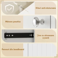 HOMCOM Dulap pentru Baie cu Coș Pliabil pentru Rufe, Dulăpior și 2 Sertare, din Lemn, 45x30x171 cm, Alb(m-7)