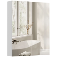 HOMCOM Armoire avec Miroir en Bois Rangement Salle de Bain Fermeture Porte Tampon MDF