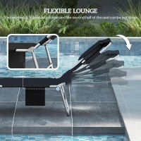 Outsunny 5-Position Adjustable Sun Loungers Set of 2 with Reading Hole and Side Pocket, Black(m-4)