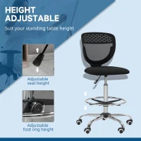 Vinsetto Fotel biurowy, fotel roboczy, krzesło biurowe, regulowane, tapicerowane, Czarny(m-5)