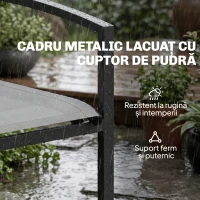 Outsunny bancă de grădină din metal, 2 locuri, material respirabil Texteline, culoare gri.(m-6)