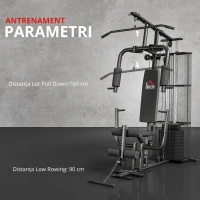 HOMCOM Statie de fitness Multifunctionala pentru Sala si Casa, din Otel 150x110x210cm Negru(m-5)