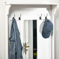 HOMCOM Hallway Furniture Set Shoe Bench Storage Mirror Cabinet Coat Rack Multiple Cubes Hangers Organiser Shelves w/ 4 Hooks(m-7)