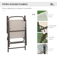 Outsunny Set Mobilier de Gradina cu Tuburi Otel 6 bucati, crem(m-7)