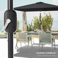 Outsunny Garden Parasol, Parasol Umbrella with Crank Handle, Tilt Function, Polyester Canopy, Black(m-7)