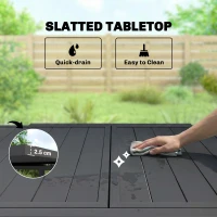 Outsunny Stół Ogrodowy Rozkładany 80/160 x 80 cm Aluminium Stół Jadalniany dla 4-6 Osób, Prostokątny z Blatem Lamelowym(m-6)