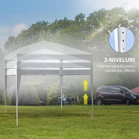 Gazebo Pliabil pentru Grădină Outsunny - Alb, 2.95x2.95m, cu Accesorii Incluse(m-5)