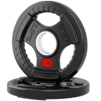 SPORTNOW Set Gewichtsscheiben 2x2.5 kg con Foro da 5 cm e 3 Impugnature, Stahl mit Kunststoffüberzug, Schwarz(m-6)