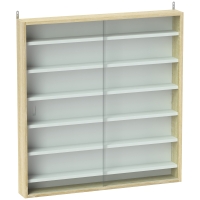 HOMCOM Vitrine für Sammlungen Wandvitrine 80 x 9,5 x 83 cm 6 höhenverstellbare Einlegeböden 2 Glasschiebetüren