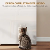 HOMCOM Credenza Cucina Alta 180cm, Mobile Dispensa con Ante Soft-Close, Ripiano Aperto, 2 Armadietti, Ripiani Regolabili, Mobile Cucina Moderno per Sala da Pranzo Soggiorno, Bianco Lucido(m-4)