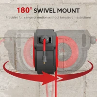 HOMCOM Szpula na wąż z mechanizmem zwijającym, 16,5 m długości węża, montaż ścienny, Czerwony+Czarny(m-8)