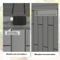 Outsunny Arcón Exterior Capacidad 114L Baúl de Almacenaje Exterior Resistente al Agua y a los Rayos UV con Cerradura Gris(m-6)