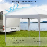 Gazebo Pliabil pentru Grădină Outsunny - Alb, 2.95x2.95m, cu Accesorii Incluse(m-6)