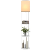 HOMCOM Lampadaire avec étagères 3 températures de couleur télécommande pour salon chambre bureau blanc(m-1)