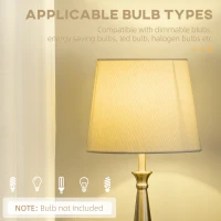 HOMCOM 3-częściowy zestaw lamp w stylu retro, 2 lampy stołowe, 1 lampa podłogowa, 35,5 cm x 35,5 cm x 146 cm, Srebrny + Biały(m-7)