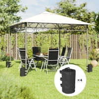 Outsunny Set de 4 Saci Greutăți pentru Pavilion, Saci pentru Cort de Grădină, Negru(m-2)