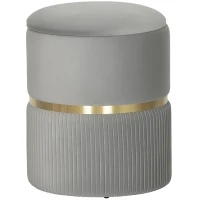 HOMCOM Velvet-Feel Storage Ottoman - Light Grey(m-1)