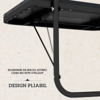 Outsunny Măsuță Pliabilă și Reglabilă pentru Balcon, Masă Suspendată pentru Balustradă, din Aluminiu și Plastic cu Efect de Lemn, Suport pentru Plante sau Gustări, Negru(m-5)