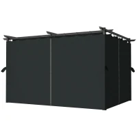 Outsunny Pergola rétractable 4x3m Pergola Aluminium métal avec Rideau et Toit Coulissantepolyester 180g/m² gris foncé(m-1)