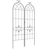Outsunny Conjunto de 2 Treliças de Jardim Suporte para Plantas Trepadeiras em Metal 50x181 cm Preto