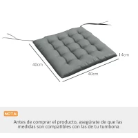 Outsunny Juego de 6 Cojines para Sillas de Comedor 40x40 cm 6 Piezas Cojines para Sillas de Jardín Acolchados con Cintas Gris(m-3)