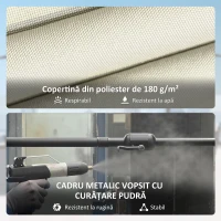 Outsunny Umbrelă Dublă cu 12 Spițe, Manivelă, Bază în Formă de Cruce și Saci, din Metal și Poliester, 3x1.5 m, Bej(m-7)