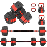 Set Greutăți 4în1 30kg Kettlebell, Gantere, Haltere Roșu