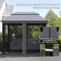 Outsunny 3 Seater Swing Chair Hammock Gazebo Lounger Cushioned Seat Waterproof Grey(m-6)