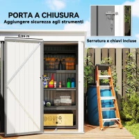 Outsunny Casetta da Giardino Porta Attrezzi in Acciaio con Porta Bloccabile, 161x95x163/181cm, Grigio(m-7)