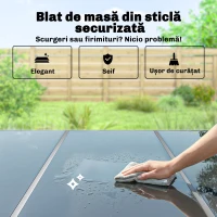 Set mobilier de grădină Outsunny, 7 piese, cu 6 scaune stivuibile din Textilenă și masă cu blat din sticlă, Negru și Argintiu(m-7)