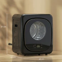 HOMCOM 4kg Vented Tumble Dryer with 5 Drying Mode, 800W Compact Freestanding Front Tumble Dryer Black(m-3)