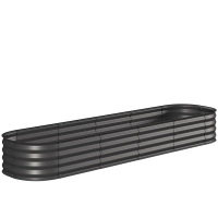 Outsunny Jardineira Modular em Aço Galvanizado para Legumes Plantas e Flores 240x62x30 cm Cinza Escuro