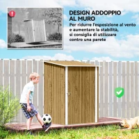 Outsunny Casetta da Giardino Porta Attrezzi in Acciaio Galvanizzato con Porta a Battente, 100x104x160 cm, Marrone Chiaro(m-6)