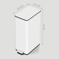 HOMCOM Pattumiera 20 L con coperchio soft-close e vano deodorante, Acciaio, Bianco(m-3)