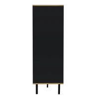 Meuble d'appoint avec vitrine, éclairage LED et verre, 80x40x120 cm, Couleur naturelle+Noir(m-11)