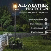 Outsunny Solarlantaarn Staande Lamp met Bloempot 195cm Buiten Tuinlantaarn met 2 Lichtniveaus Lichtregeling Schakelaar IP44(m-7)