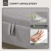 HOMCOM 16L Linen Storage Ottoman Padded Footstool with Rubberwood Legs for Storage Box, Bed End, Shoe Bench, Seating, Light Grey(m-5)