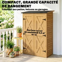 Outsunny Holz-Aufbewahrungsschrank, Gartenschrank mit 2 Regalen, Braun(m-4)
