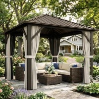 Outsunny Gartenpavillon ca. 3 x 3 m Aluminium Pavillon mit Stahldach Hardtop Moskitonetz 4 Seitenteile, UPF50+(m-2)