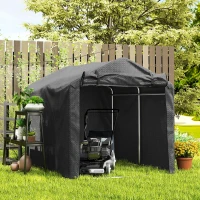 Outsunny Cort garaj, cort garaj impermeabil cu ușă, rezistent la UV 220 x 157 x 165 cm Negru(m-5)