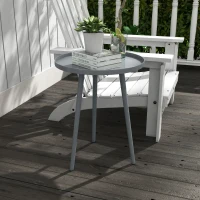 Outsunny Table basse de jardin ronde, table d'appoint extérieur avec bord rond en acier, dim. Ø40 x 50H cm gris(m-10)