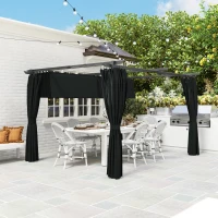 Outsunny Pergola rétractable 4x3m Pergola Aluminium métal avec Rideau et Toit Coulissantepolyester 180g/m² gris foncé(m-8)