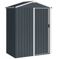 Outsunny Abri de jardin en métal 1,2 m², cabane jardin extérieure, porte coulissante verrouillable et gants, 136x87x179cm, gris(m-12)
