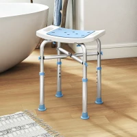 HOMCOM 44-51.5cm Aluminium Frame Shower/Bath Stool - Light Blue(m-2)