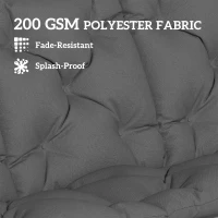 Outsunny Poduszka wodoodporna antypoślizgowa na huśtawkę outdoorowa z oparciem i paskami 150 x 100 cm ciemnoszara(m-4)