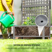Outsunny Jardinieră înălțată cu spalier și acoperiș, cutie de plantare, pat de flori, rezistent la intemperii, lemn, 90 x 45 x 183 cm, gri închis(m-7)