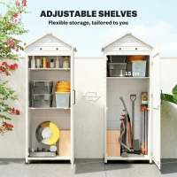 Outsunny Tuinkast Hout Extra Hoge Tuinschuur met Verstelbare Planken Magnetische Deur Gegalvaniseerd Dak Ventilatie(m-5)